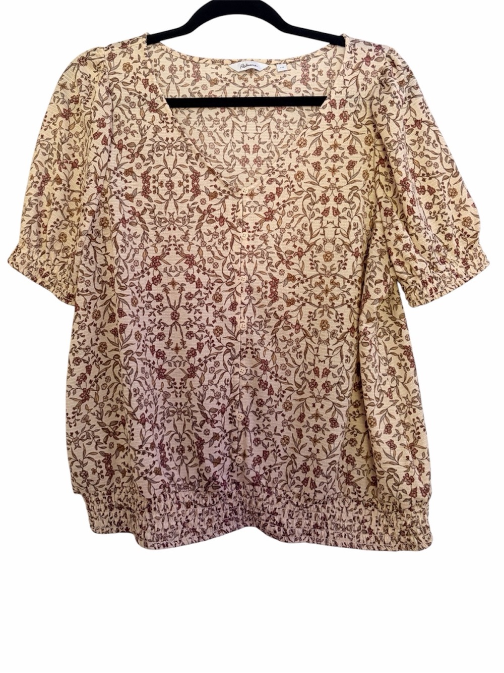 Reitmans Cream Tunic with Rust Floral Print